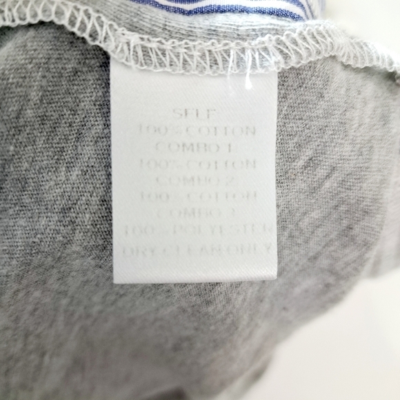 Harvey Faircloth‎ Seersucker Stripe Ruffle Cap Sleeve Button Front Top - Picture 9 of 10